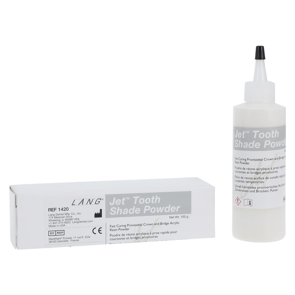 Jet Tooth Shade Acrylic Powder, Shade A1, Self-Cure, 4 oz Refill Bottle - Jet Tooth Shade Acrylic Powder - Image 1