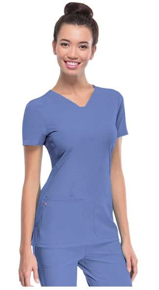 HeartSoul PitterPat V-Neck Scrub Top, Womens, X-Small, Ceil, 20710 - HeartSoul PitterPat VNeck Top - Image 1