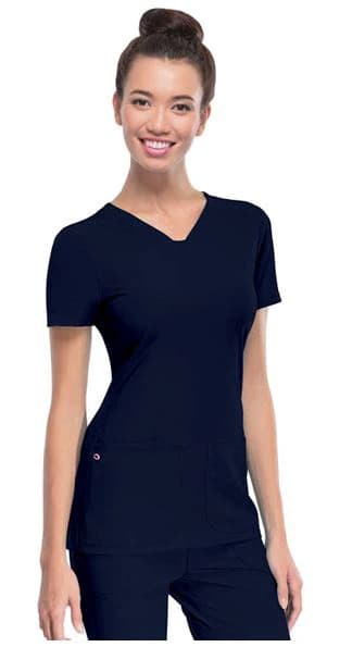 HeartSoul PitterPat V-Neck Scrub Top, Navy, Large, Womens, 20710 - HeartSoul PitterPat VNeck Top - Image 1