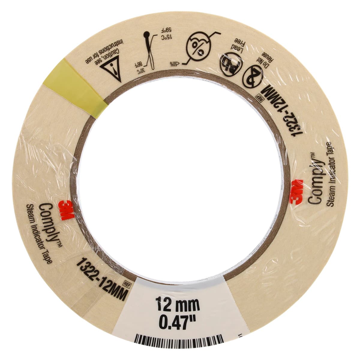 3M Comply Autoclave Tape, Lead Free, 12 mm x 55 mm, Tan, 42/Case - Autoclave Tape Lead Free - Image 1