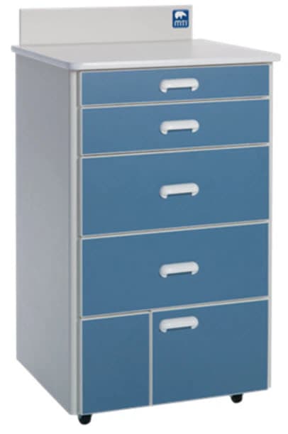 Med Technology Industries Mobile Treatment Cabinet, 2-Door 5-Drawer, Custom Laminate, European Construction - Cabinet Treat 2Dr 5Drwr - Image 1