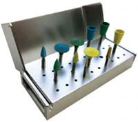 Dedeco CAD/CAM Chairside Restoration Kit of 11 with Diamond-filled Silicone Points, Carbide & Diamond Burs, and Aluminum Bur Block - CAD/CAM Chairside Restoration Kit of 11 - Image 1