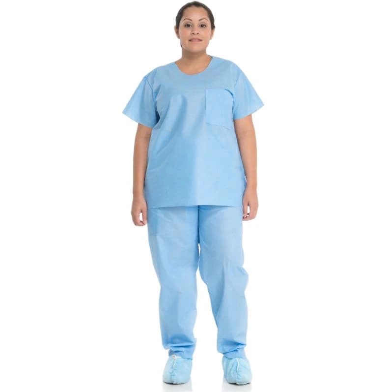 O & M Halyard Scrub Pants, Blue, Medium, 48/Case - Scrub Pants Blue Medium 48/cs - Image 1