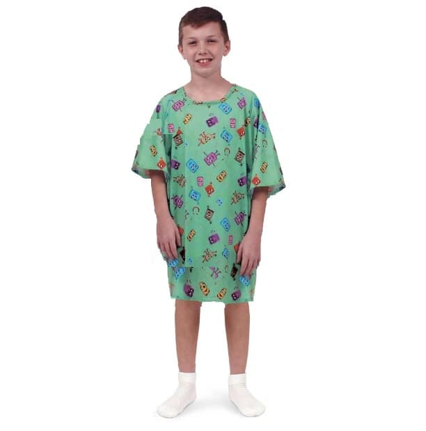 Fashion Seal Mobies Pediatric Patient Gown, Large, Green, Polyester Knit, Non-Sterile, Each - Gown Mobies Peds Green - Image 1