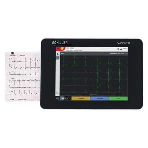 Schiller CARDIOVIT FT-1 ECG/EKG Unit, 8" Color Touchscreen, with Patient Cable, Snap Clips, and 100 Electrodes - CARDIOVIT FT-1 - Image 1