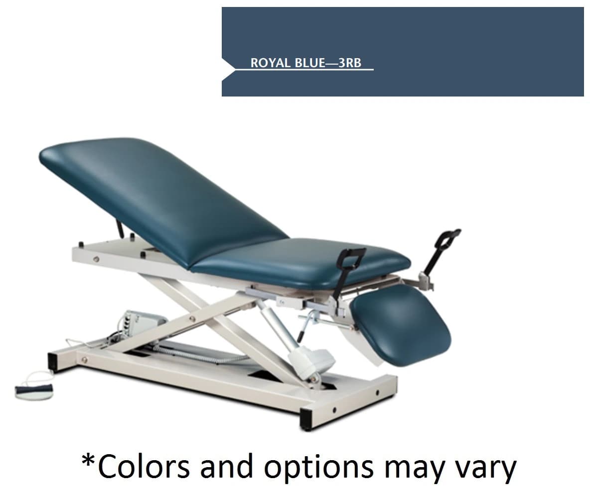 Clinton Industries Treatment Table with Adjustable Backrest and Casters, Royal Blue, 450 lb Capacity - Table Tx Adj Bckrst w/Cstr - Image 1