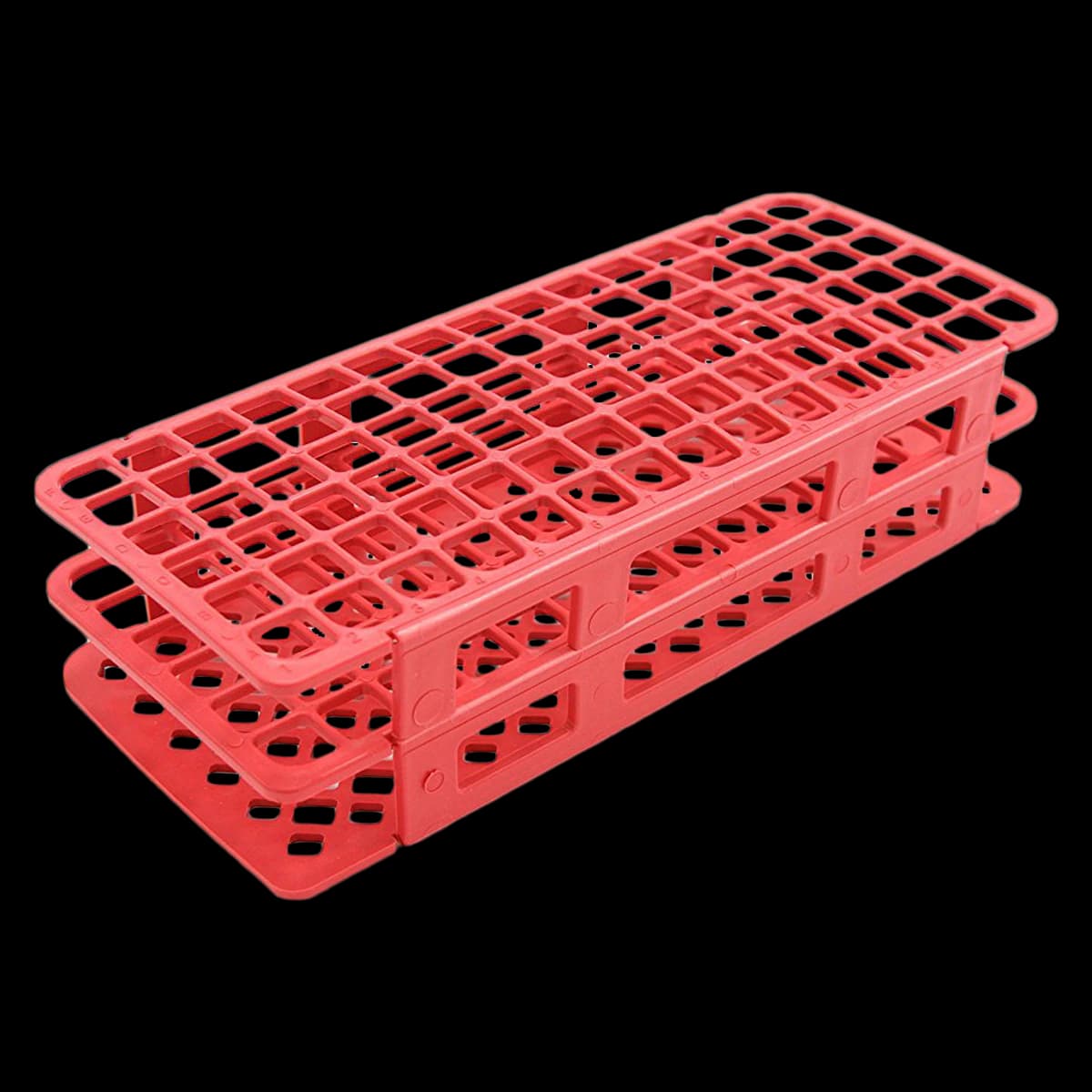 Heathrow Scientific Fold and Snap Test Tube Rack, 13mm, 90-Place, Red, Autoclavable - Rack Tst Tb Fld And Snp 90 Wll - Image 1