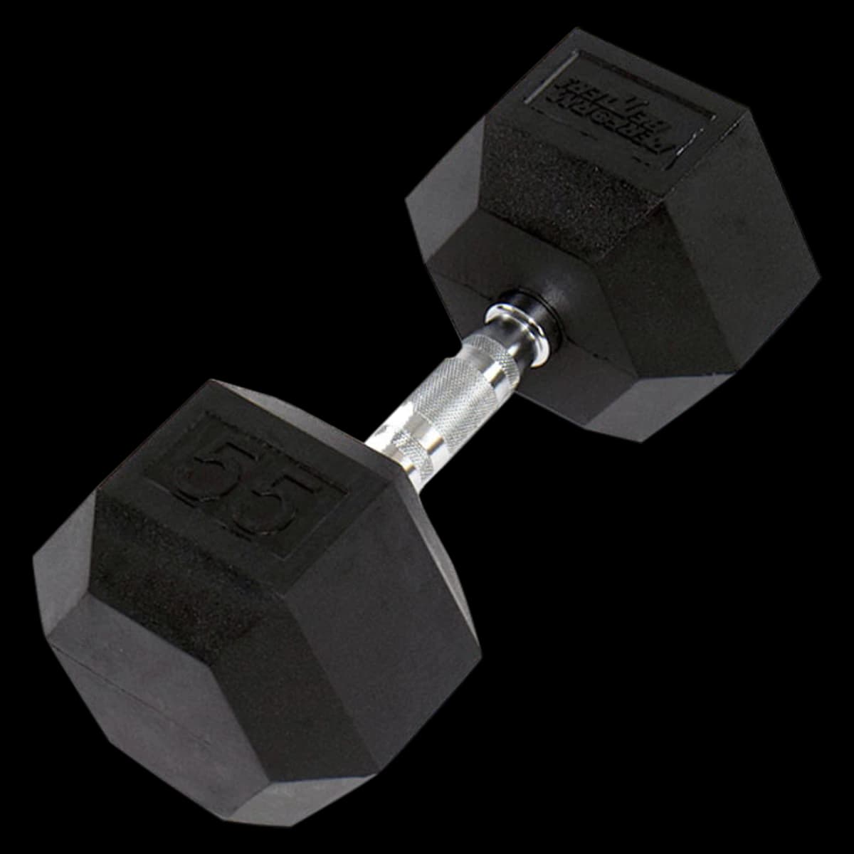 Hex Weight Dumbbell Set, Rubber, Black/Silver, 55-75 lb - Set Hex Dumbbell Rubber - Image 1