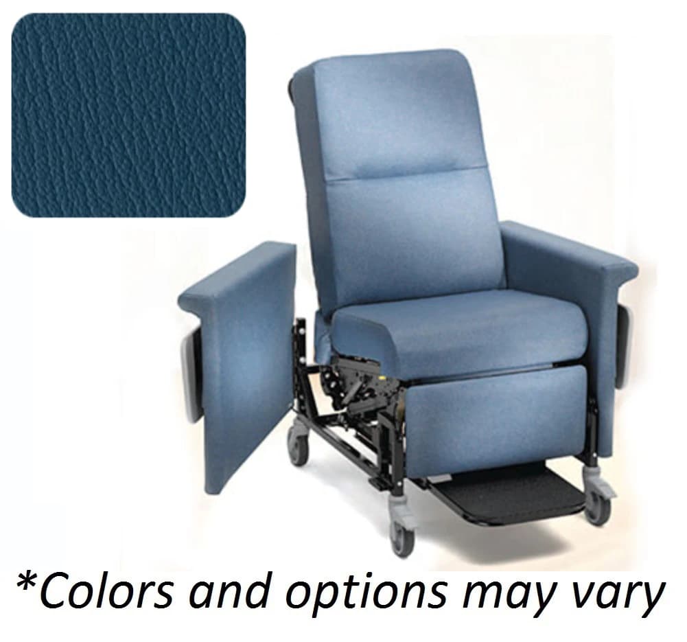Champion Manual Recliner with 2 Tables, 300 lb Capacity, Colonial Blue - Recliner Manual 2 Tables - Image 1
