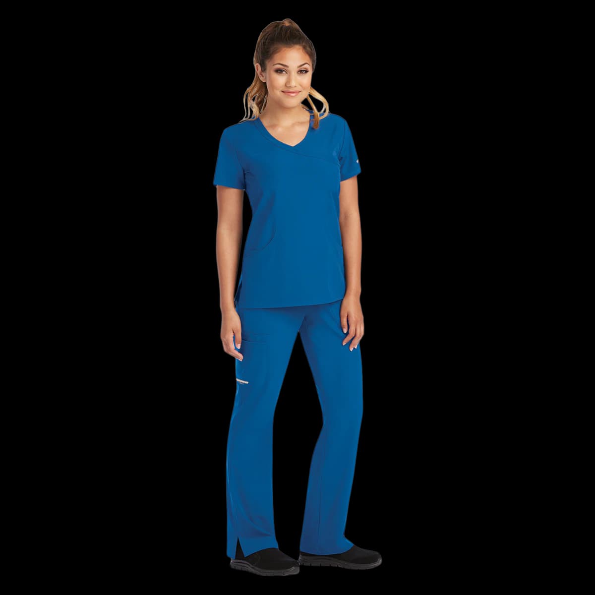 Skechers SK102 Scrub Top, Women's, Mock Wrap Neck, 3 Pockets, 3X Large, New Royal, 25.5 in, Reusable - Skechers New Royal Top 3XL - Image 1