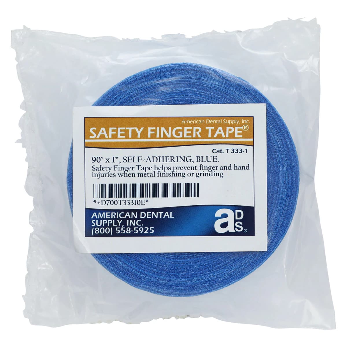 Safety Finger Tape, Blue, Self-Adhering, 1" x 90 ft Roll - Safety Finger Tape 1" 90ft Roll - Image 1