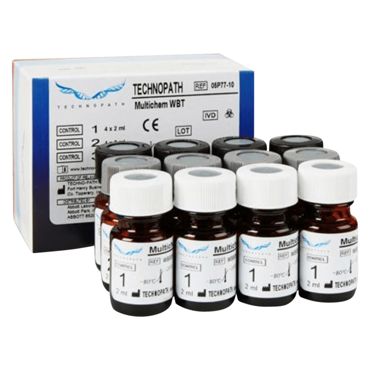 Technopath Multichem WBT Tri-Level Control, Levels 1, 2, 3, 4x2 mL Bottles Each - Mchem Wbt Trlvl - Image 1