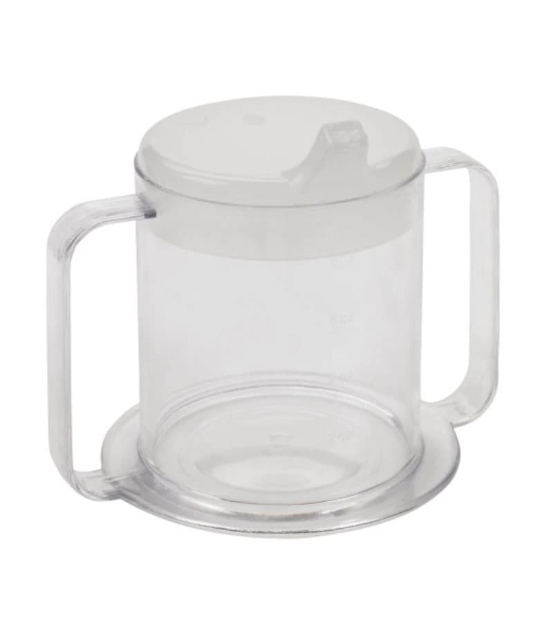 Lifestyle Essential Handle Cup with Lid, 10 oz, Clear Polystyrene, 2 Handles - Cup 2 Handle w/Lid 10oz - Image 1