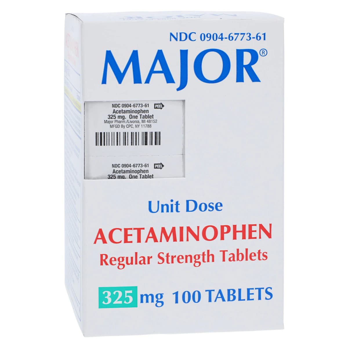 Acetaminophen Tablets 325 mg, Unit Dose Blister Pack, 100/Package - Acetaminophen Tablets UD - Image 1