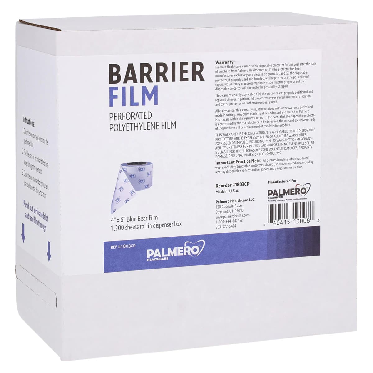 Palmero Protex Barrier Film, 4" x 6", Teddy Bear Print, 1200 Sheets/Roll, #1803CP - Barrier Film - Image 1