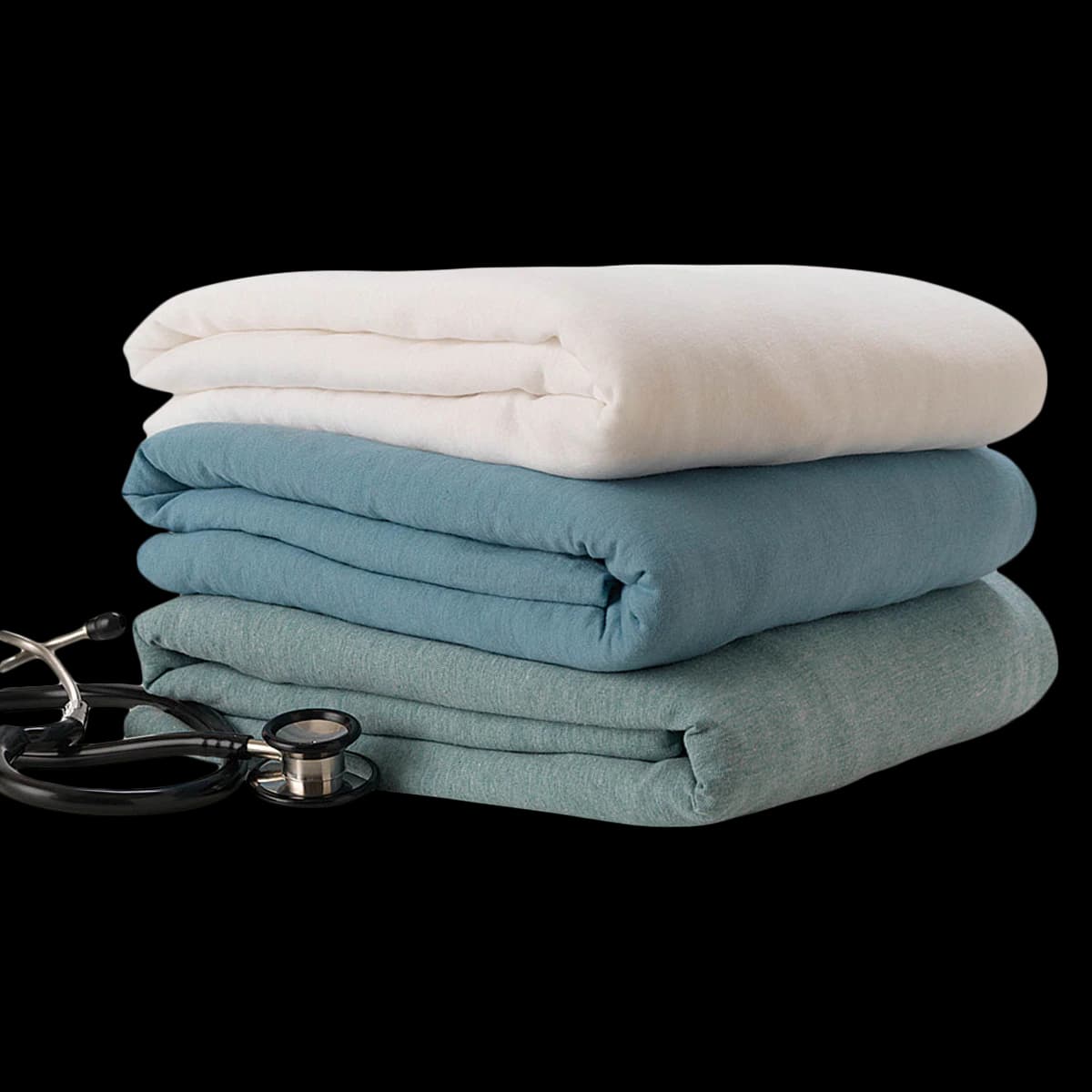Medline Soft-Fit Fitted Stretcher Sheet, Blue, 55% Cotton/45% Polyester, 80" x 30" x 8" - Sheet Stretcher Fitted Knit - Image 1