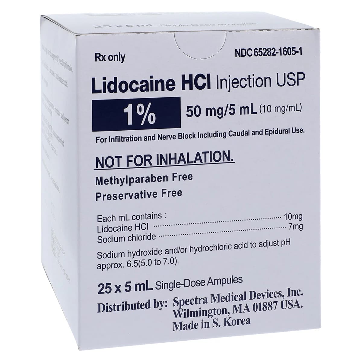 Lidocaine HCl Injection 1% Preservative Free Ampule 5mL, 25/Package - Lidocaine HCl Inj Amp PF 5mL - Image 1