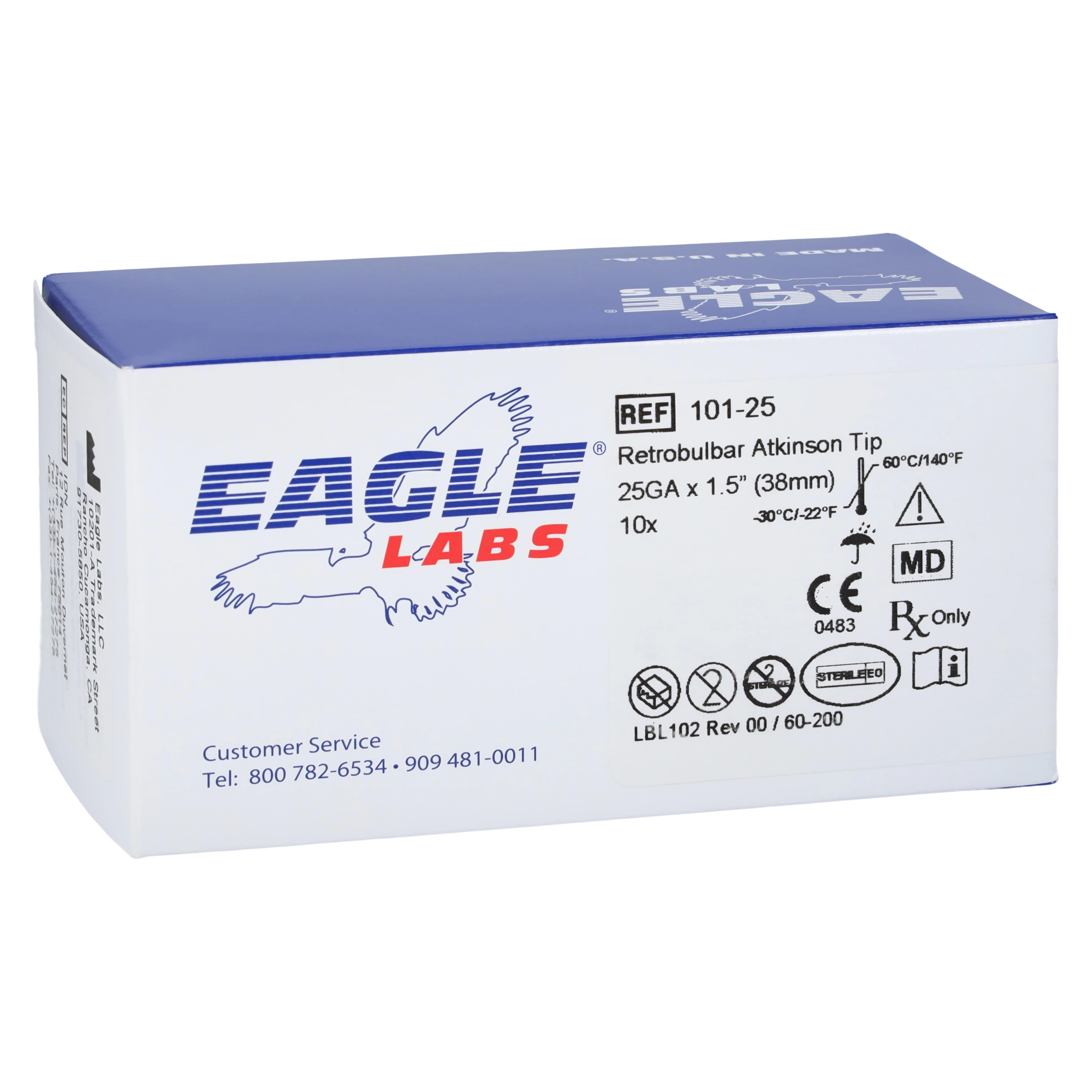 Eagle Labs Retrobulbar Cannula, Atkinson, 23G x 1.5 in (38 mm), Blunt, Sterile, Single-Use - Cannula Retrobulbar Atkinson - Image 1