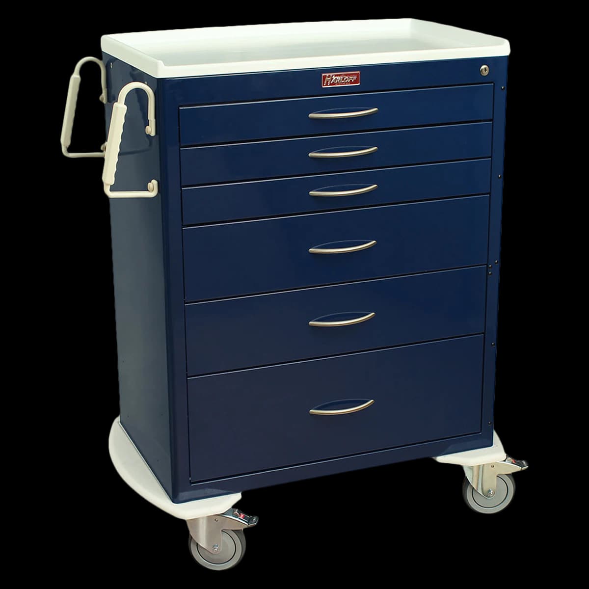 Harloff M-Series Medical Cart, 6 Drawer, Key Lock, 5" Casters - Cart M-Series 6 Drwr Key-Lock - Image 1