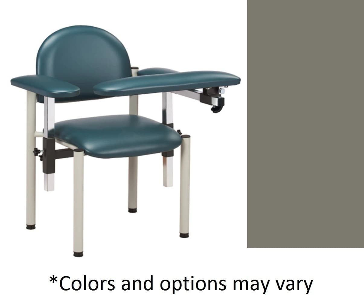 Clinton Industries SC Series Blood Draw Chair, Warm Gray, Padded Arms, 300 lb Capacity - Chair Blood Draw Padded Arms - Image 1