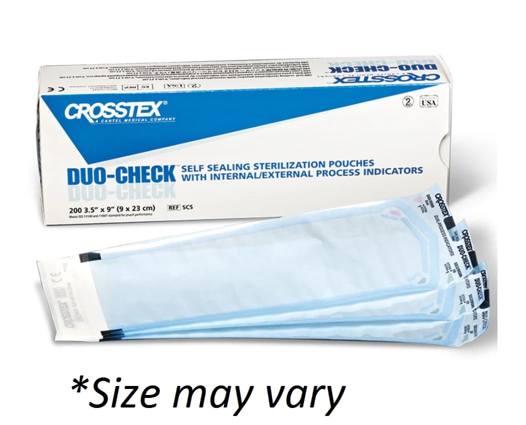 Crosstex Duo-Check Self-Seal Sterilization Pouches, 5.25" x 15", Blue Tint, 200/Box, 10 Boxes/Case, SCL515 - CROSSTEX DUO-CHECK STERILIZATION POUCHES SCL515 - Image 1