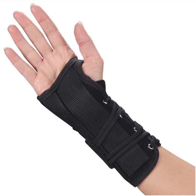 DeRoyal Wrist/Forearm Splint, Lace-Up, Suede Leatherette, 8" Length, Left, Size Large - Splint Wrist Lace Up 8" Left - Image 1