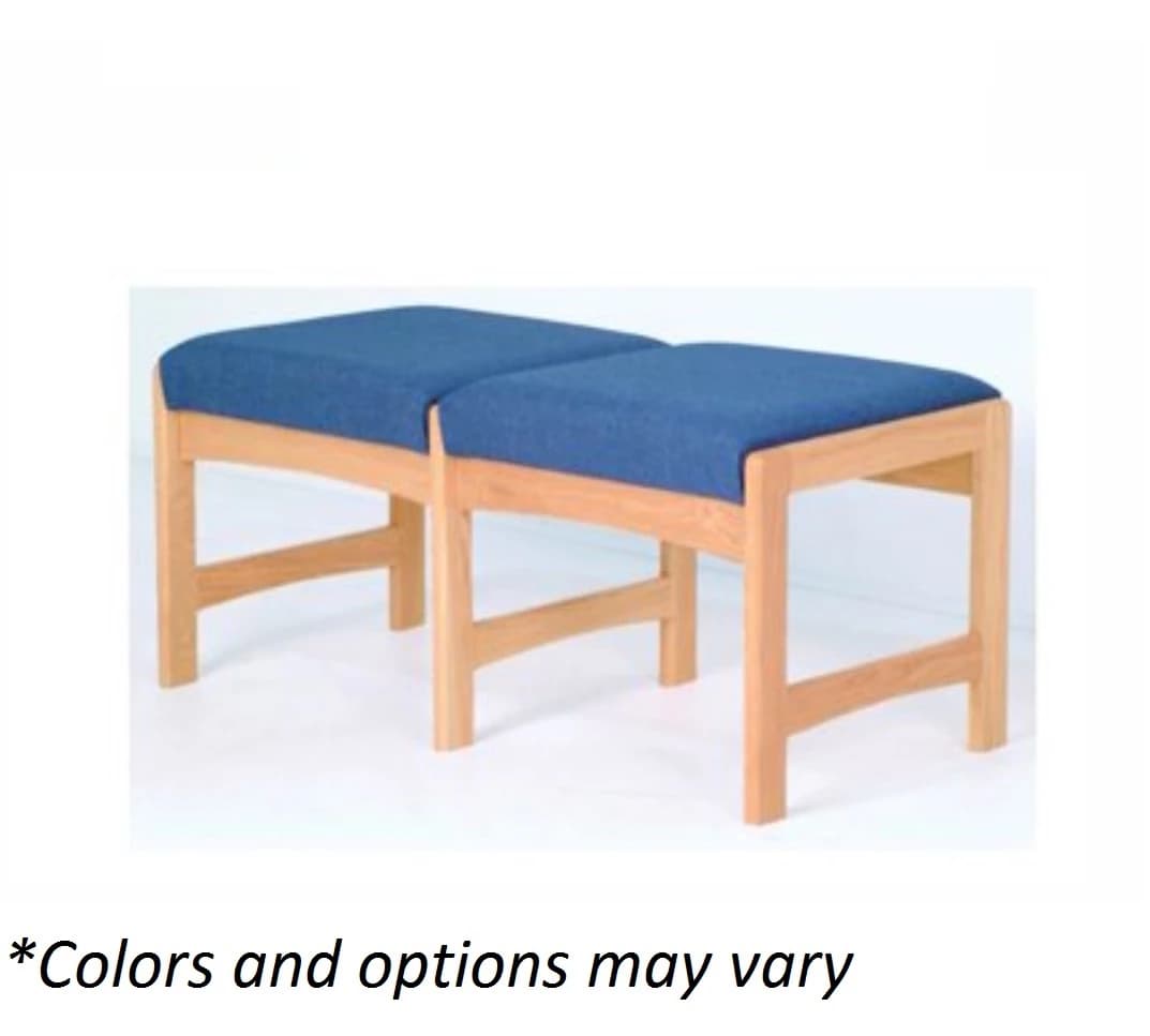 Dakota Wave Solid Oak Double Bench, Mahogany Finish, 42" x 20" x 19" - Bench Double Mahogny 42x20x19" - Image 1
