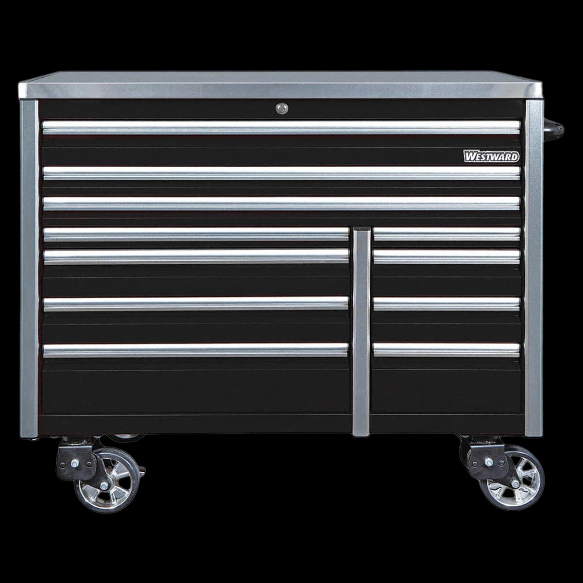 Grainger Industrial Premium Rolling Tool Cabinet, 11 Drawers, Black, 54x24x46-3/16" - Cabinet Tool Rolling 11 Drawer - Image 1
