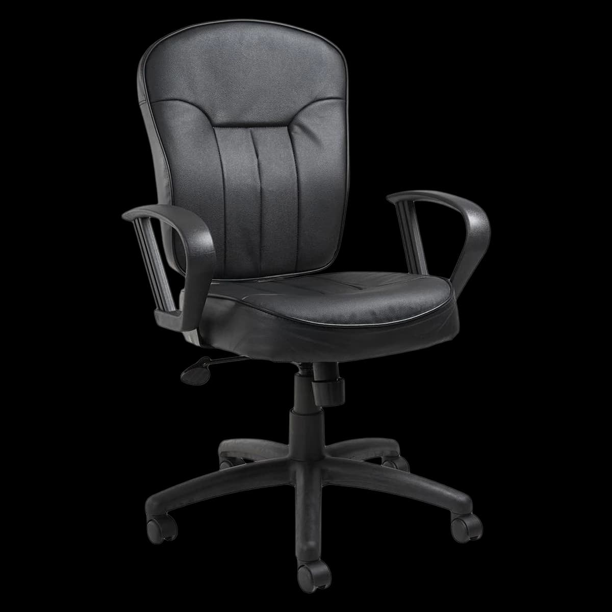 Boss Office Products Task Chair, Pneumatic Leather with Loop Arms, 250 lb Capacity, 27x26.5x40.5-44" - Chair Tsk 250Cp w/Loop Arms Pn - Image 1