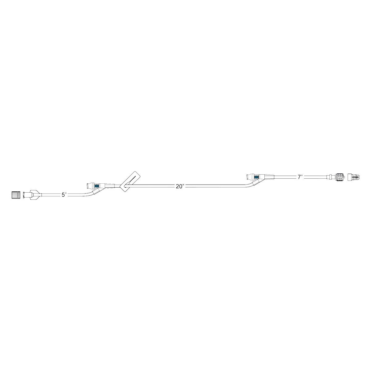 Codan IV Extension Set, Regular Bore, 2 Needle-Free Y-Sites, 5.2 mL Priming Volume, 35" Female Luer Lock with Slide Clamp, Sterile, 50/Case - Extension Set Reg Bore 5.2mL - Image 1