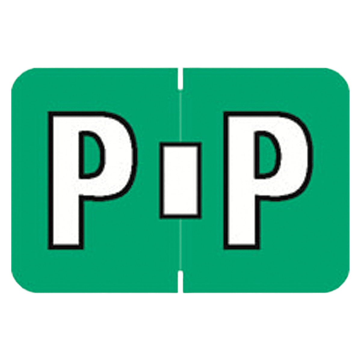 Colwell Compatible "P" Label, Green Jewel Alphabetic, 1" H x 1.5" W, 225/Pack - Colwell Compatible "P" Label - Image 1