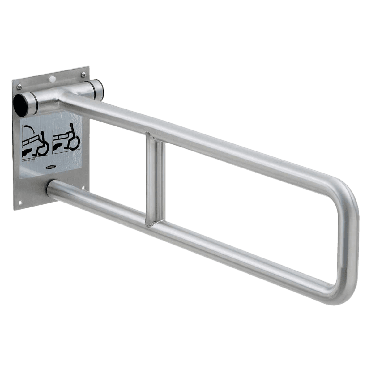 Bobrick Swing-Up Wall-Mounted Stainless Steel Grab Bar - Grab Bar SwingUp WallMnt SS - Image 1