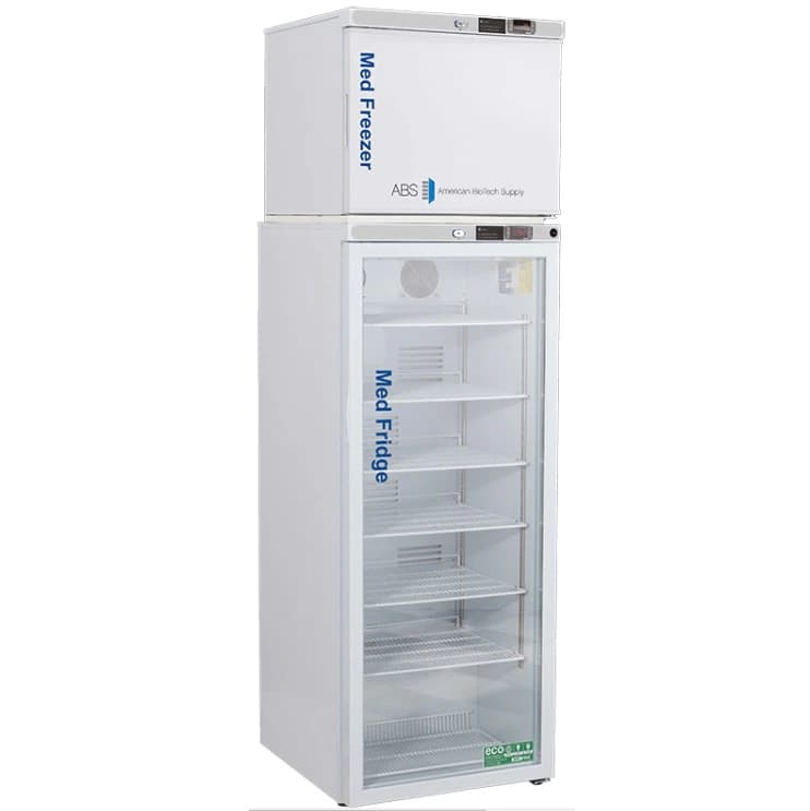 American Biotech Supply Pharmacy/Vaccine Refrigerator/Freezer, 12 Cu Ft, Glass Door, Right Hinge, 2 to 8°C / -15 to -25°C, Auto/Cycle Defrost - Fridge/Freezer Pharma Glass Dr - Image 1