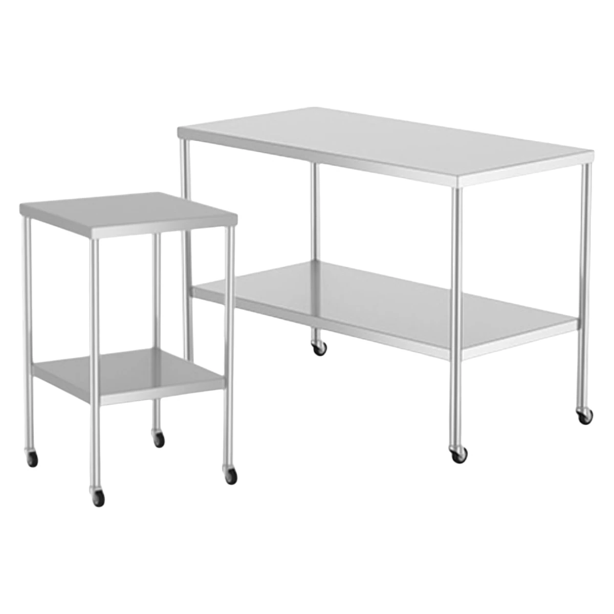 Mac Medical Stainless Steel Instrument Table, 24" x 36" x 34", with 2" Swivel Casters - Table Instrument SS 24x36x34" - Image 1