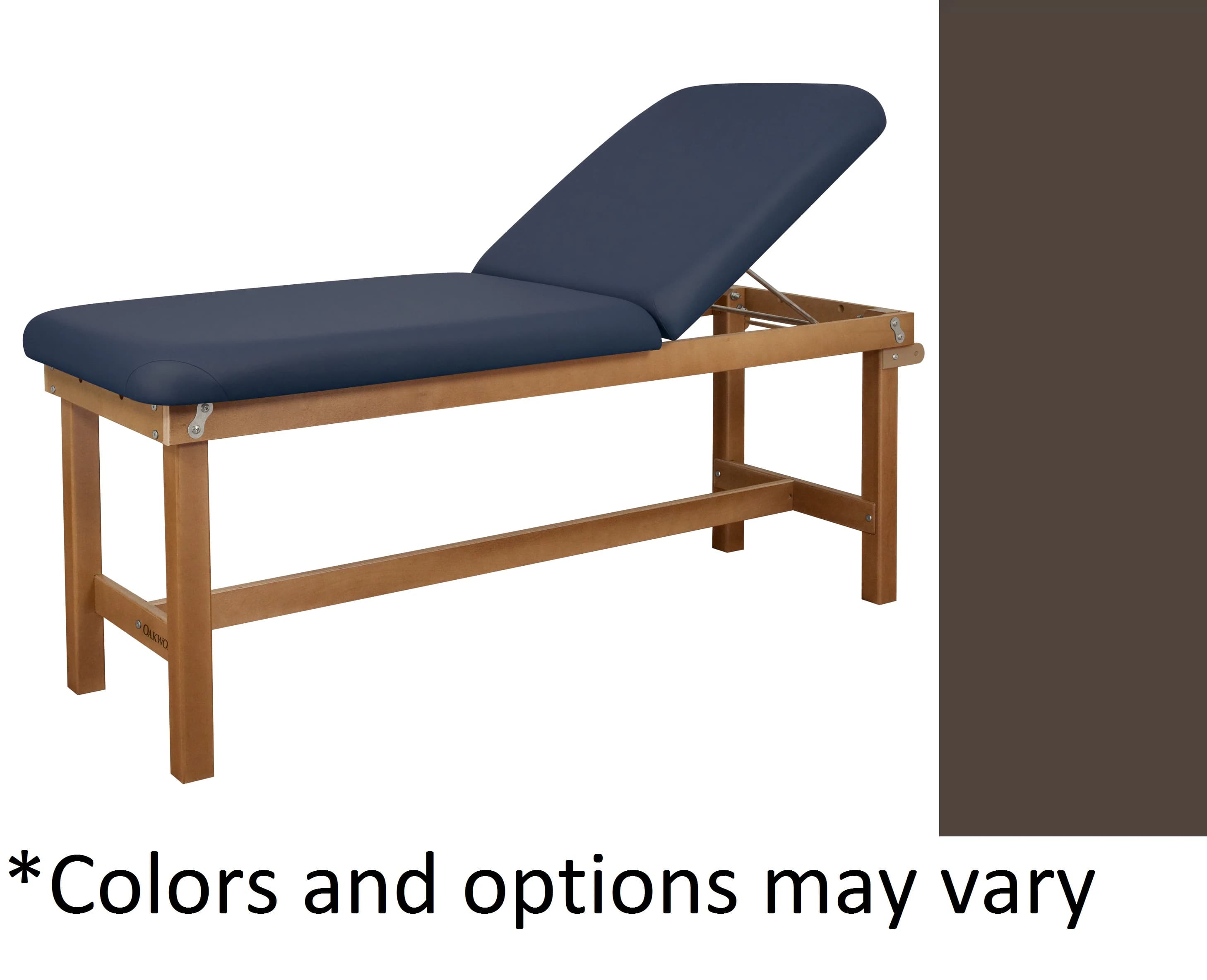 Oakworks Powerline Treatment Table, 30" Backrest, Gray Upholstery, Espresso Frame, 500 lb Capacity - Table Tx 30" Bkrst Gray Esprso - Image 1