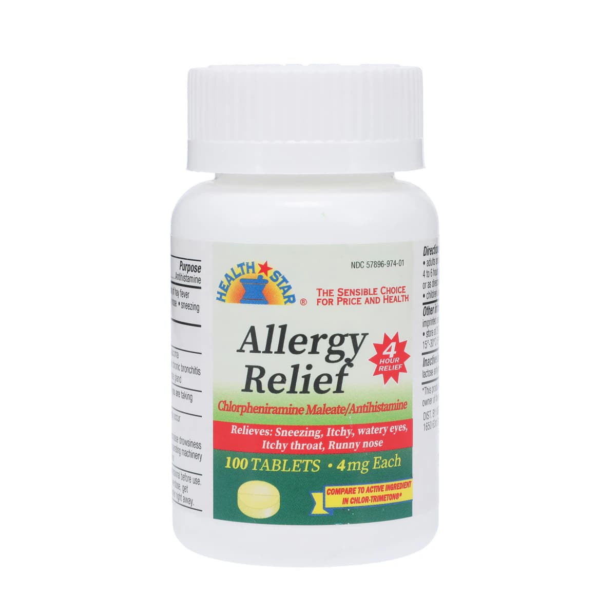Chlorpheniramine Tablets, 4mg, 100/Bottle, Geri-Care Pharmaceuticals - Chlorpheniramine Tablets - Image 1