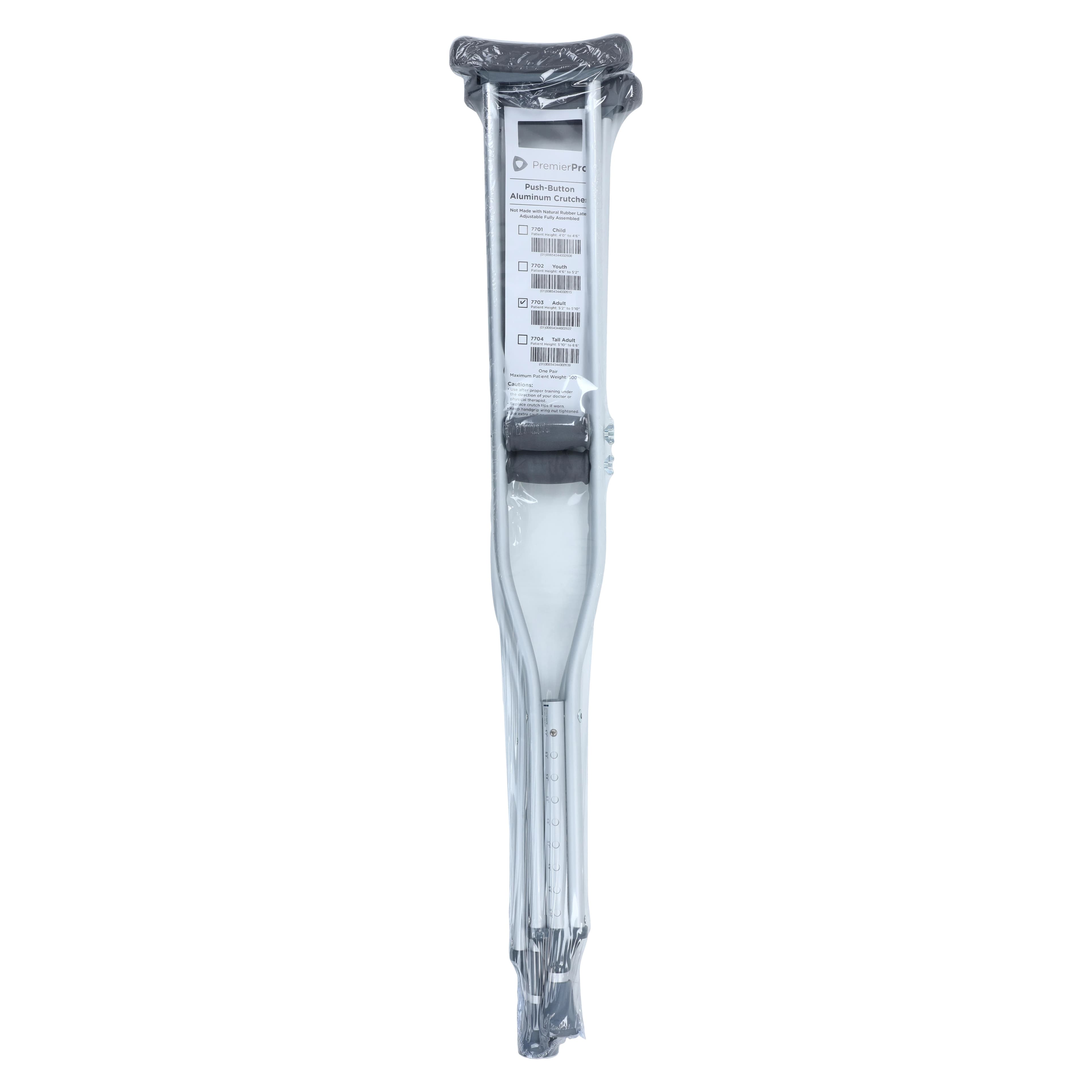 MED PremierPro Aluminum Crutches, Adult, 300 lb Capacity, 45-53" Height, Pair - MED PremierPro Crutches Alum - Image 1