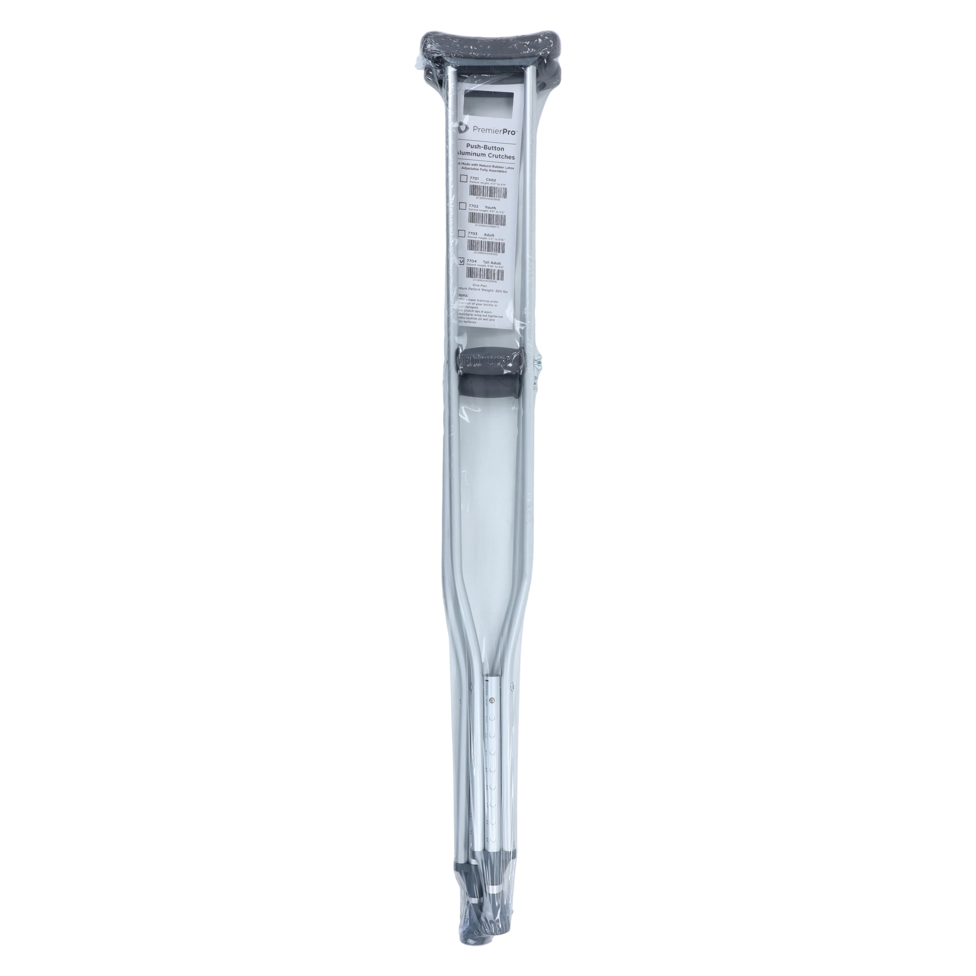 MED PremierPro Aluminum Crutches, Adult, 300 lb Capacity, 53-61" Height, S2S Global - MED PremierPro Crutches Alum - Image 1