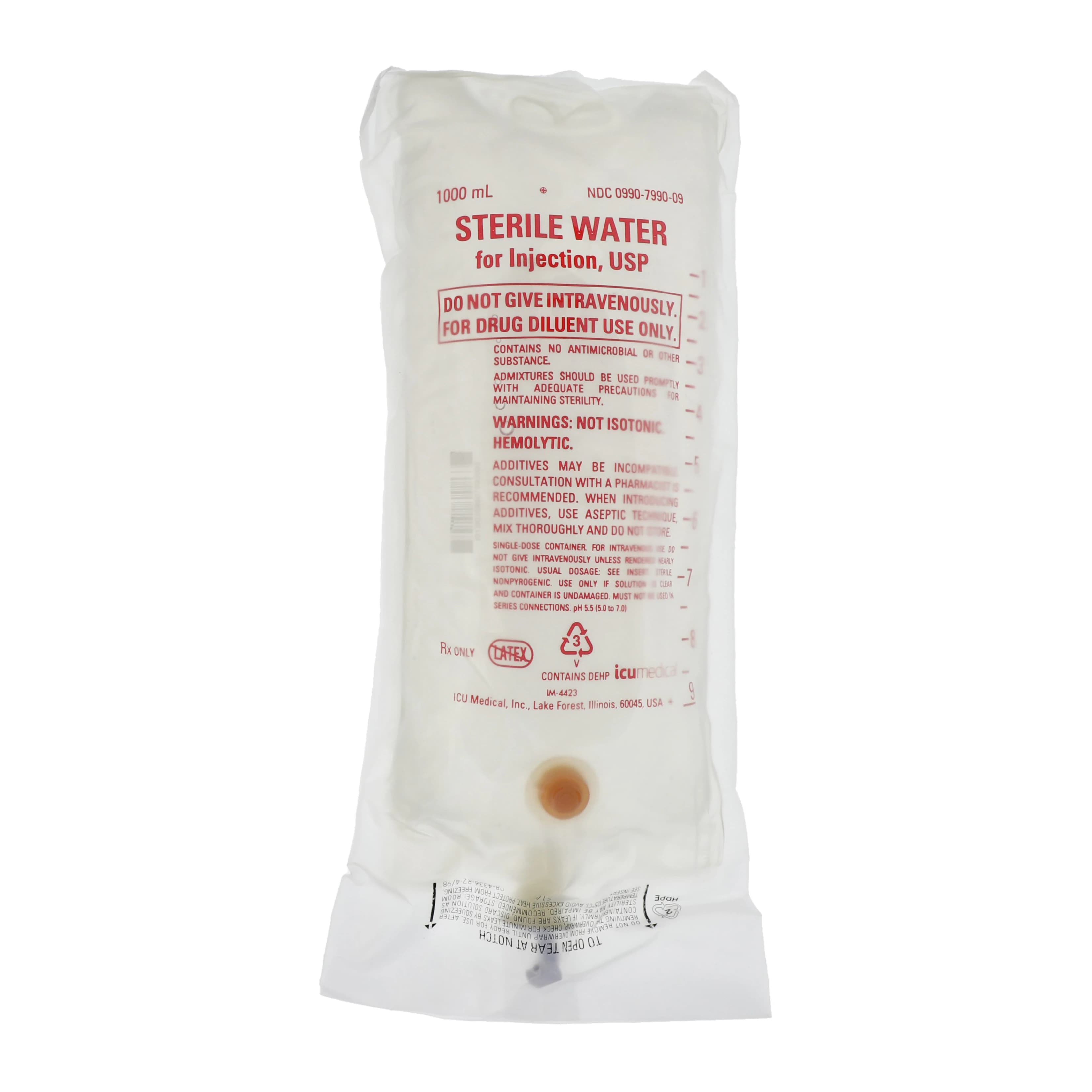 Sterile Water For Injection, 1000 mL Bag, DEHP-Free - Sterile Water For Injection - Image 1