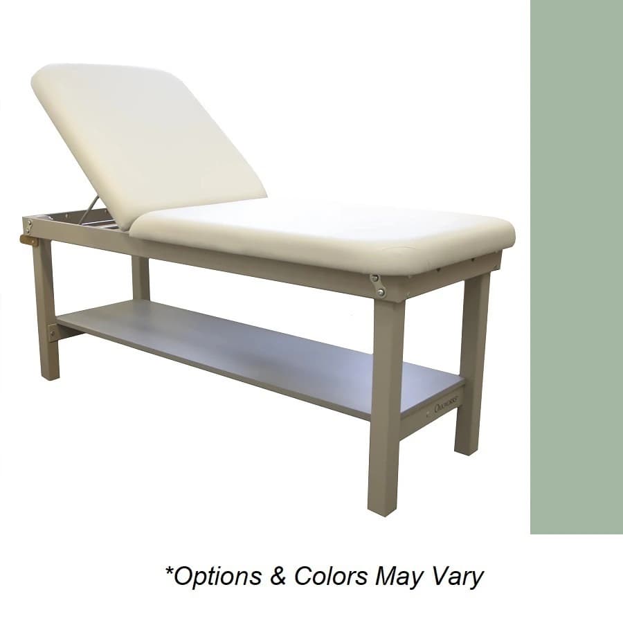 Oakworks Powerline Treatment Table, Gray Backrest, 27" Width, Sage Upholstery, 500 lb Capacity - Table Tx Gray Bkrst 27" Sage - Image 1