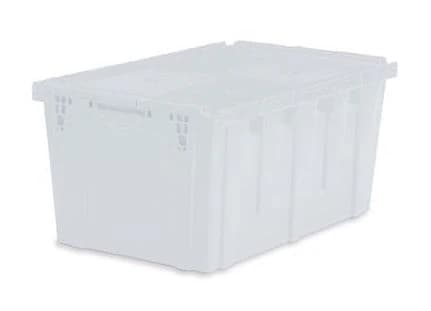 Marketlab Storage Tote XL with Integrated Hinged Lid, Semi-Clear HDPE, 26.9 x 17 x 12.6 in, Each - Storage Tote XL w/ Hinged Lid - Image 1