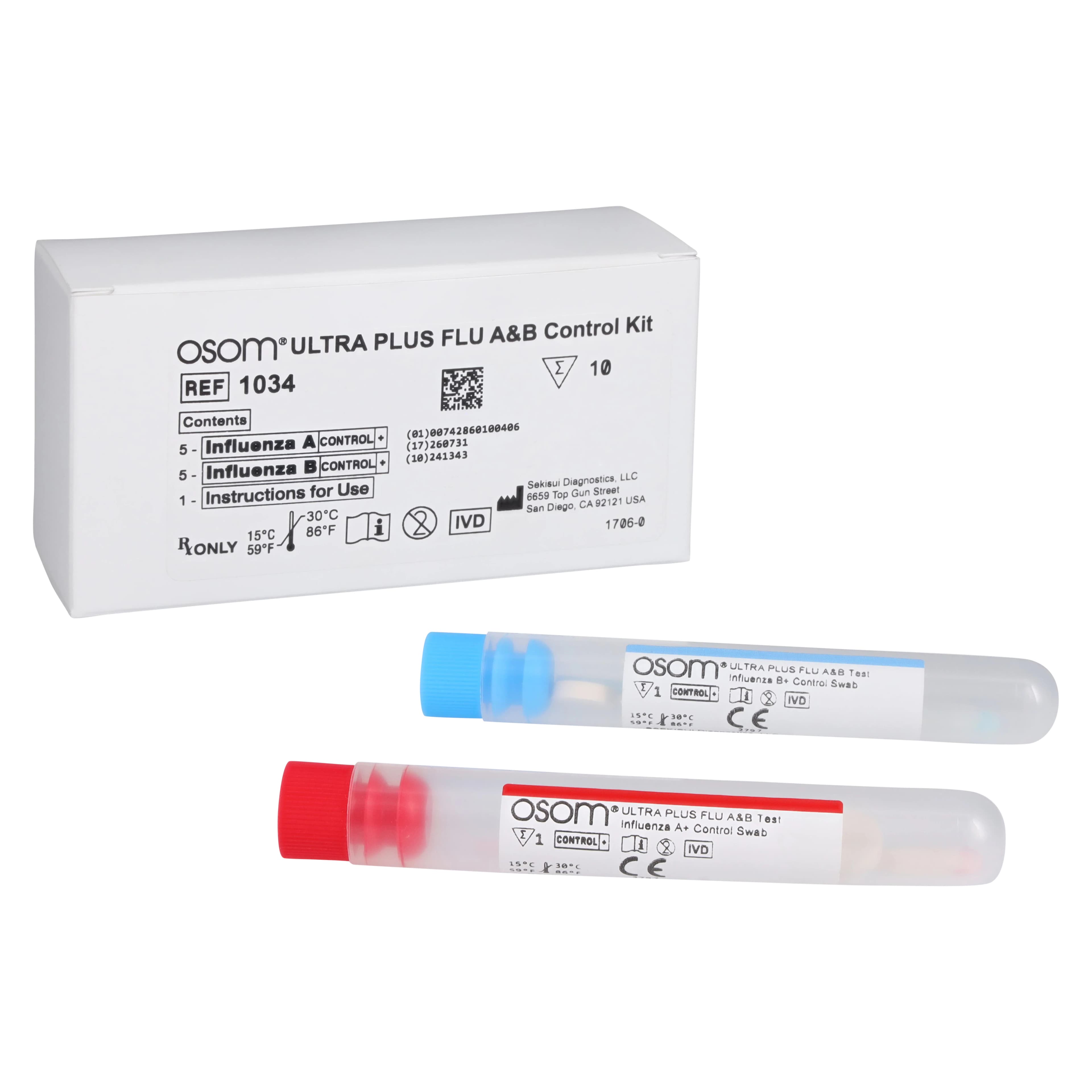 OSOM Ultra Plus Influenza A&B Positive Control Kit, 5 Tests/Kit - OSOM Ultra Plus Flu Controls - Image 1