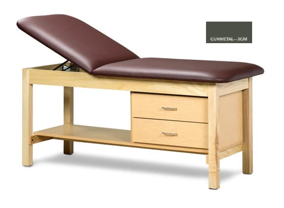 Clinton Industries Treatment Table, Adjustable Back, Natural Gunmetal Finish - Table Tx AdjBk Nat Gunmetal - Image 1