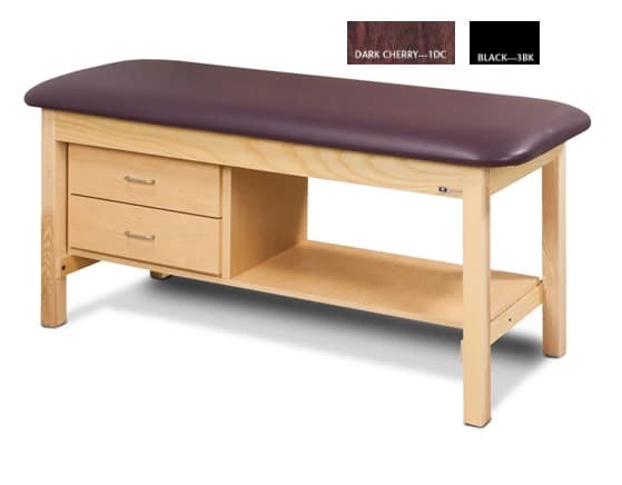 Clinton Industries Treatment Table, Flat Top with Shelf & 2 Drawers, Dark Cherry, 400 lb Capacity - Table Tx Flat Top Shlf & 2 Drw - Image 1