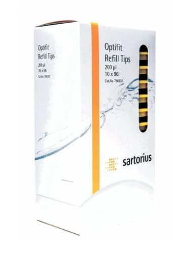 Sartorius Biohit Optifit Pipette Tips, 0.5-200 µL, Non-Sterile, Autoclavable, 10 x 96 Reload Refill Tower, 960/Pk - Tips Pipette Tower Optifit - Image 1
