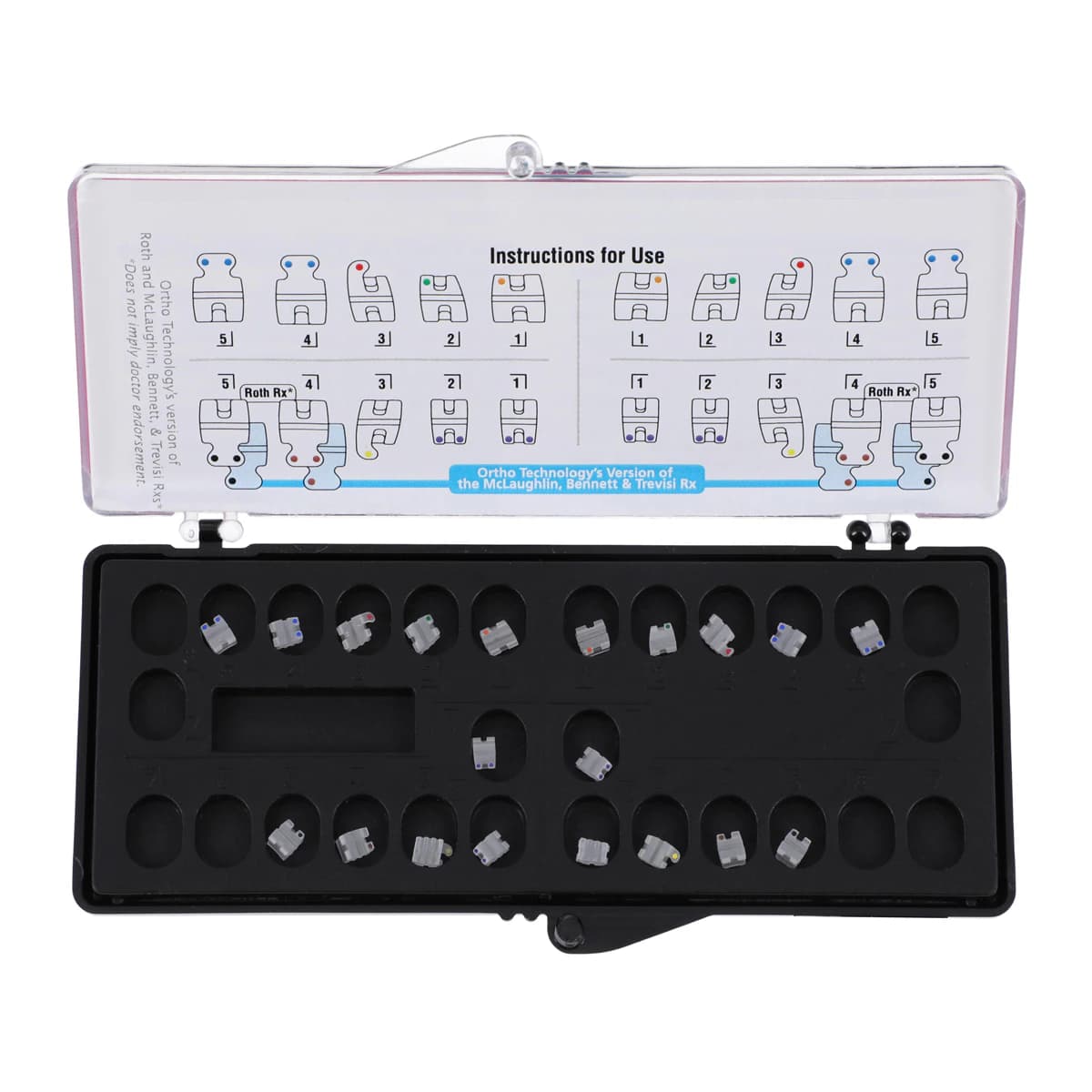 Reflections Ceramic Bracket MBT .022 Upper & Lower 5x5 Patient Kit with Hooks on Cuspids, 20/Kt, RFM22-1300 - Reflections Cer Brak UL .022 - Image 1