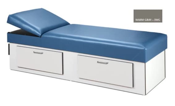 Clinton Industries Apron Couch, Warm Gray/Gray, 2-Drawer, with Adjustable Pillow Headrest - Couch Apron WarmGray/Gray 2Drw - Image 1