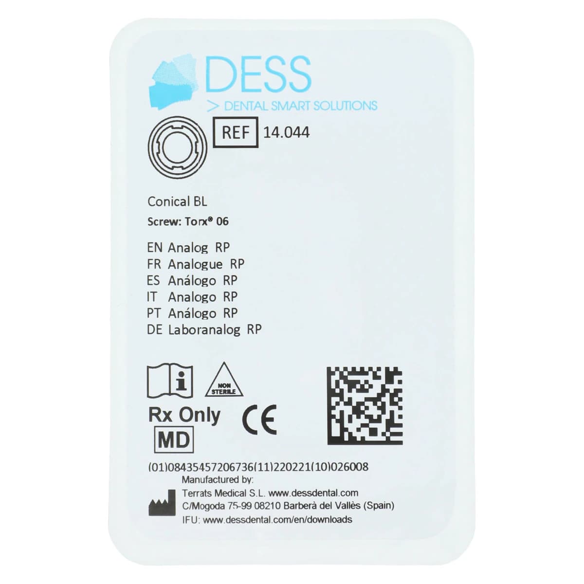 DESS Analog RP RC/4.1-4.8 Conical Bone Level, Non-Anodized, Straumann Compatible, 1 Each - Analog M STRBL 4.1/4.8RC - Image 1