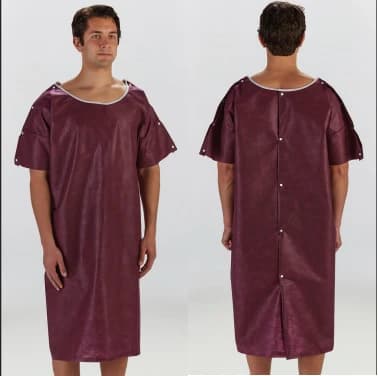 Graham Medical Back-Opening Non-Woven Exam Gown, Small, Maroon, Fluid Resistant, Snap Closure, 22 in x 34 in, 30/Case - Gown Back-Opening NW Maroon S - Image 1