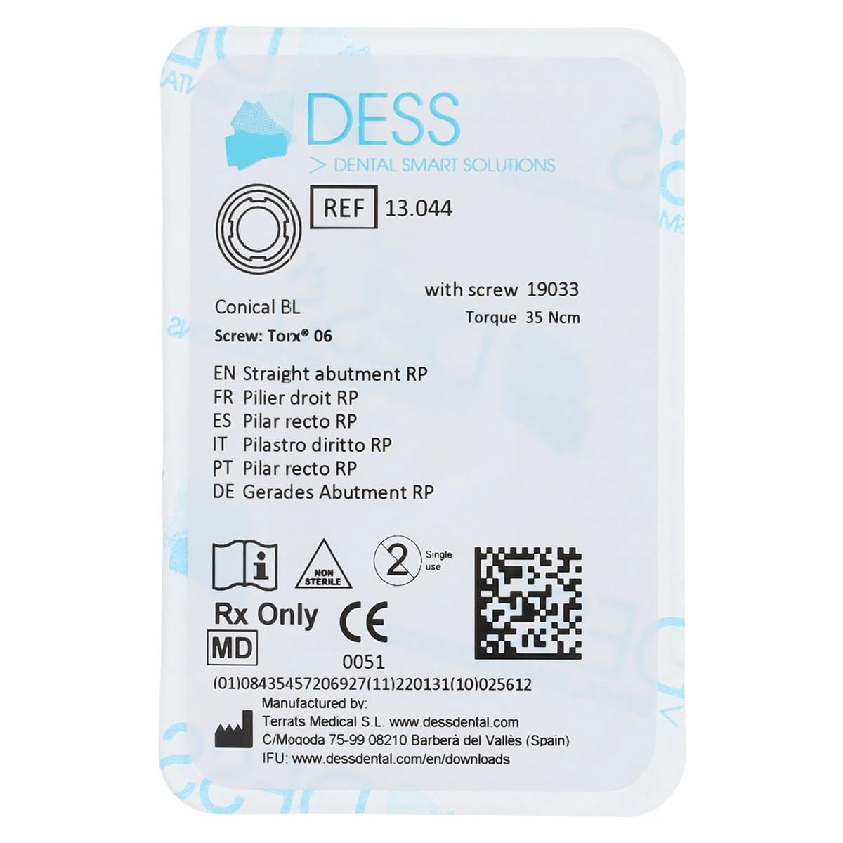 DESS Straight Abutment RP - Conical, Straumann Bone Level, 4.1/4.8 mm, Each - Abt Str STRBL 4.1/4.8 RC - Image 1
